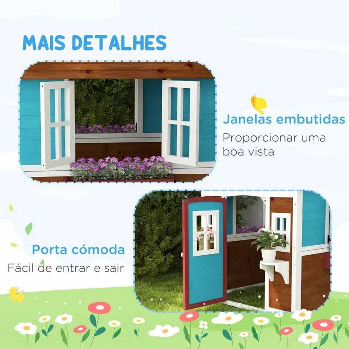 Casinha de Madeira Infantil - Castanho Escuro