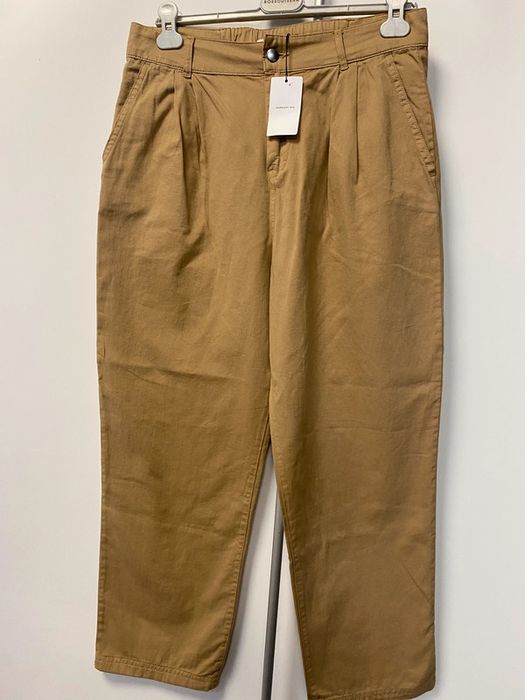 MNG mango spodnie chinos baggy wysoki stan kamel camel karmel chinosy