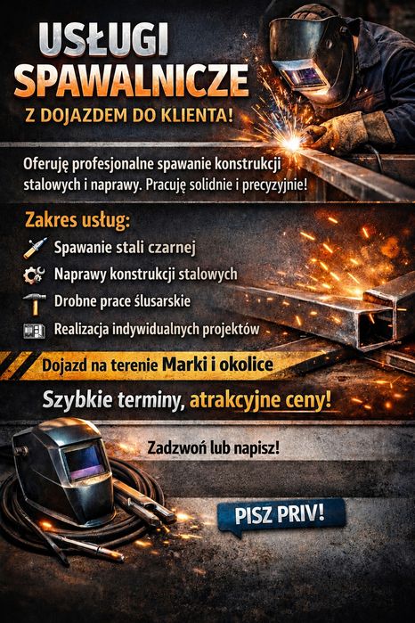 Usługi spawalnicze z dojazdem do klienta na terenie Marek i okolic.