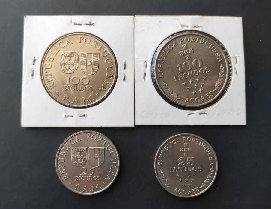 Conjunto de 4 Moedas 25$ e 100$ Madeira e Açores