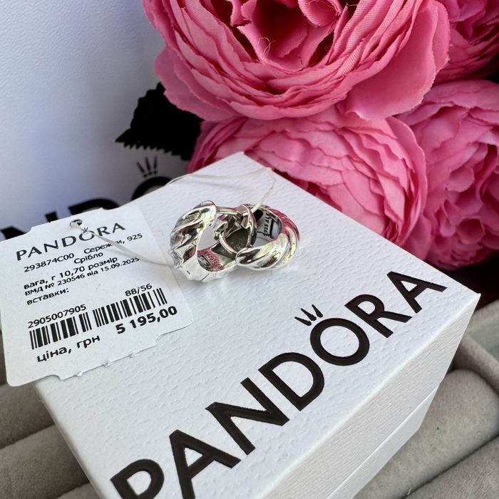 Сережки Pandora Пандора/ Серьги Pandora/ оригінал нові кільця срібло