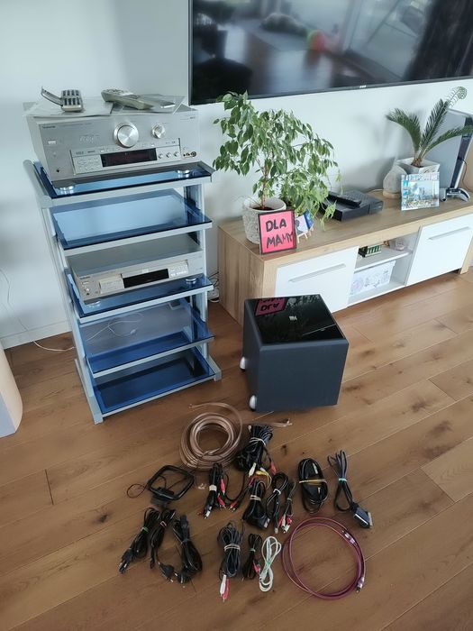 Amplituner Technics SA-DA10 + DVD-A10 + KEF PSW2000 + stolik Panasonic + piloty