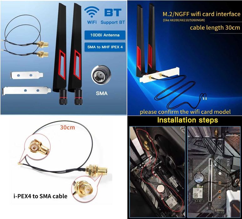 мощные (10dB) стильные антенны для Wi-Fi (для PC, ноутов, роутеров)