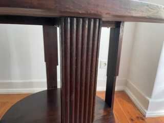 Mesa de madeira redonda antiga. 4 pés , de apoio - Diam 74 cm