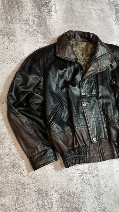 Шкіряна куртка вінтажний бомбер XL натуральна шкіра чоловіча