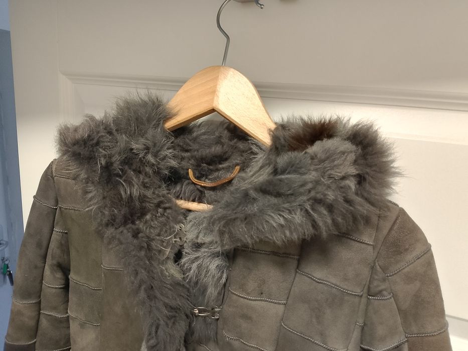 Naturalne Futro / Kożuch Króliczy • Szary • Vintage Retro • 100% Skóra