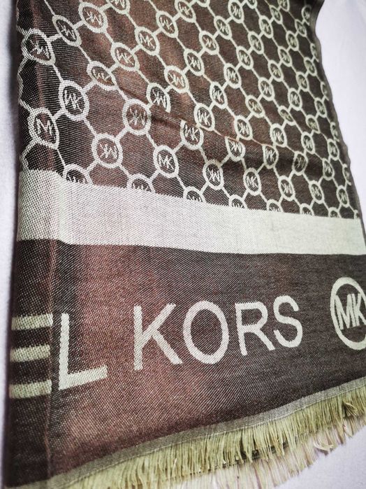 Szalik damski grubszy Michael Kors brązowy beżowy MK nowość