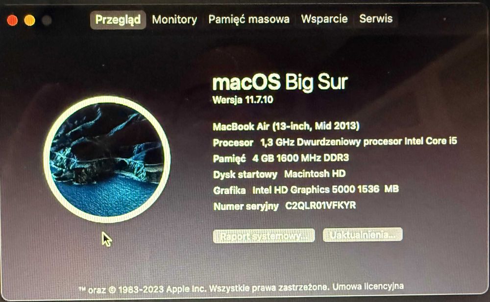Apple MacBook Air 13” 2013 | i5 | 4 GB | SSD 256 GB | Big Sur |