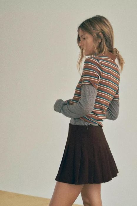 Шорти Спідниця ZARA коричневі в ідеальному стані Коричнева спілниця-шорти пліссе