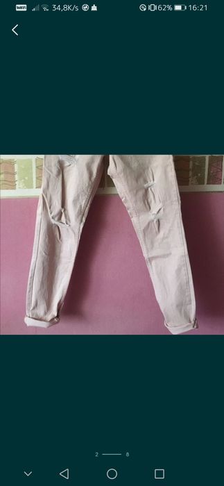 H&M spodnie dżinsy z przetarciami dziurami jeansy boyfriend mom fit