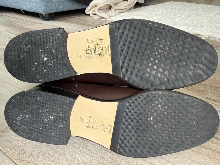 Botas de cano alto em pele,  de cor castanho - tamanho 37