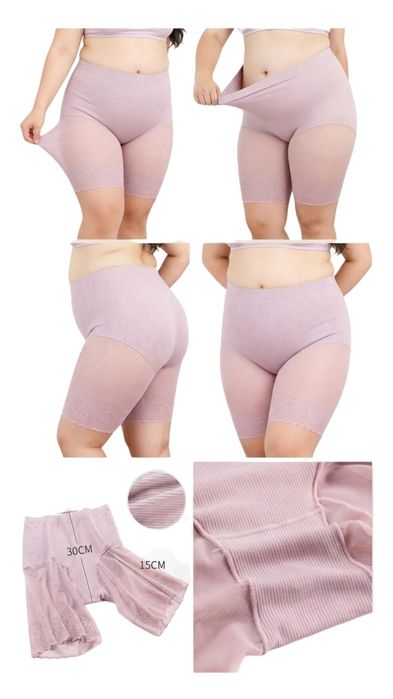 Шорти від натирання стегон Plus Size, бамбукові панталони. Жіночі захисні шортики з мереживом під сукню, великі розміри. Труси від натирання.
