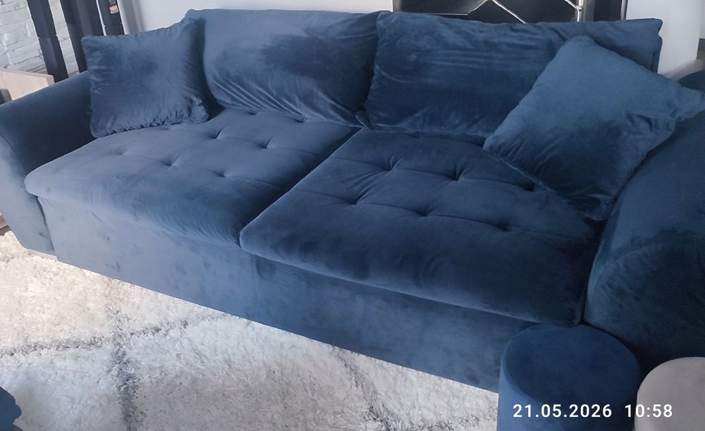 Kanapa rozkładana sofa granat welur