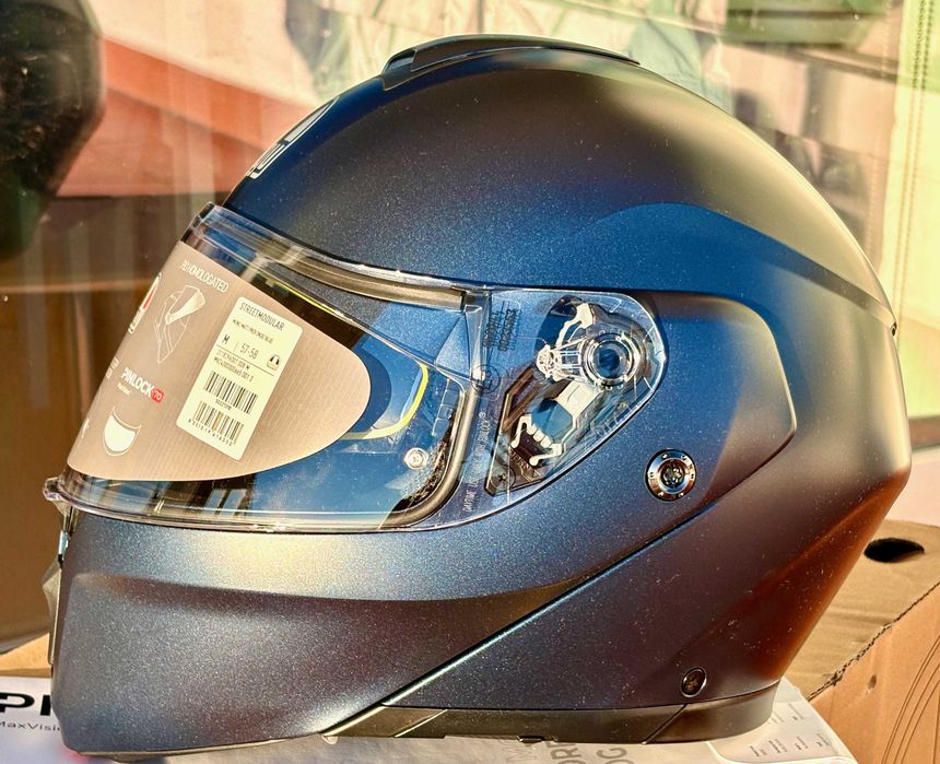 Capacete modular NOVO AGV Streetmodular azul escuro (33% DESCONTO) Tamanho M