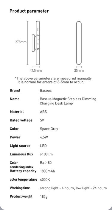 Лампи  Baseus Magnetic CHARGING DESK( 4.5W)Lamp Pro(5W).
