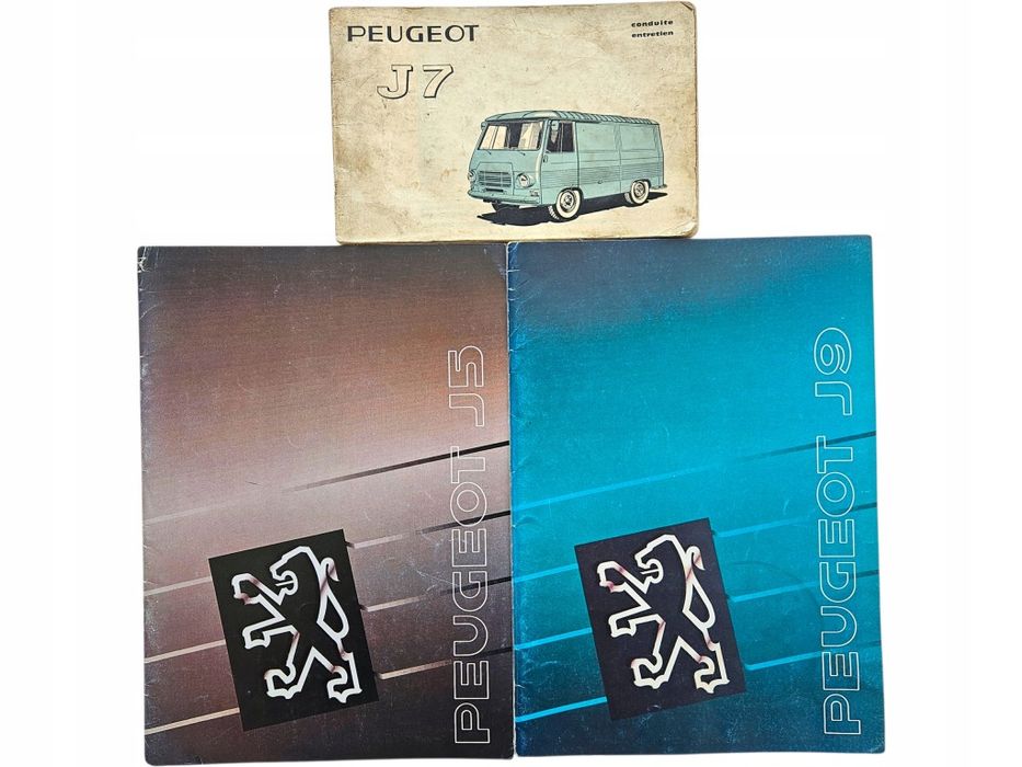 Pakiet 3x Instrukcja Obsługi Katalog Peugeot J5 J7 J9 Furgon Oldtimer