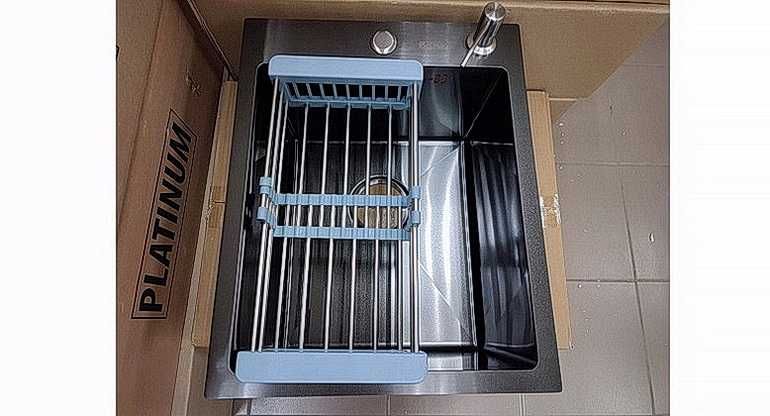 Кухонная мойка Platinum 4050/230 HANDMADE Черная, нержавеющая