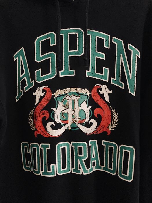 Bluza czarna z kapturem bershka Aspen Colorado school bawełna