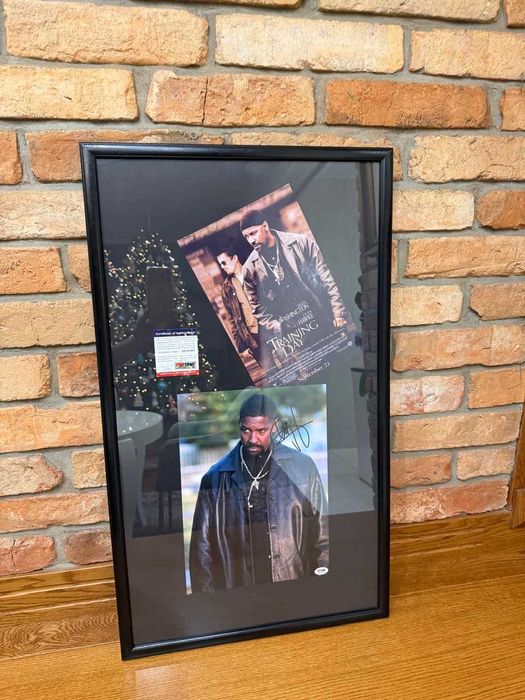 Oryginalne zdjęcie plakat z autografem Denzel Washington DZIEŃ PRÓBY