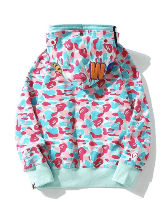 Худі bape aape by a bathing ape miami shark blue pink camo full