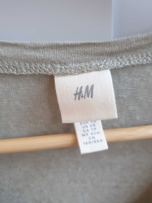 Bluzka koszulka t-shirt zieleń khaki H&M 34 36 38