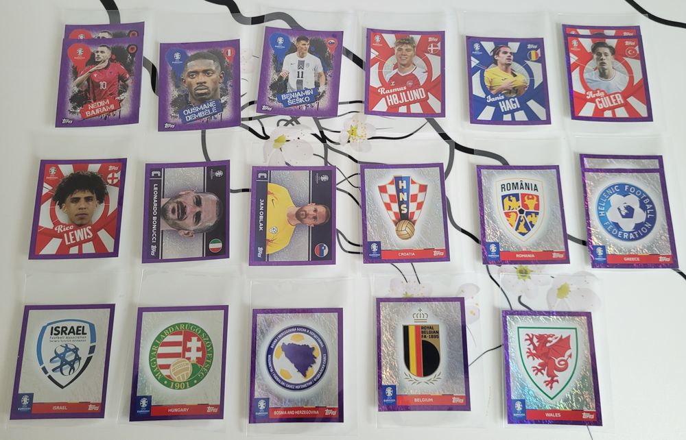 Stickers Cromos, Cartas Cards, novos paralelos Topps e Panini