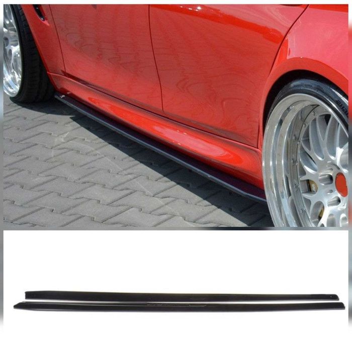 Накладки на пороги в стиле Maxton Design для BMW M3 F80/M4 F82/ M3 F30/ M4 F32 диффузор спойлер сплиттер губа пороги зеркала обвес сплiтер