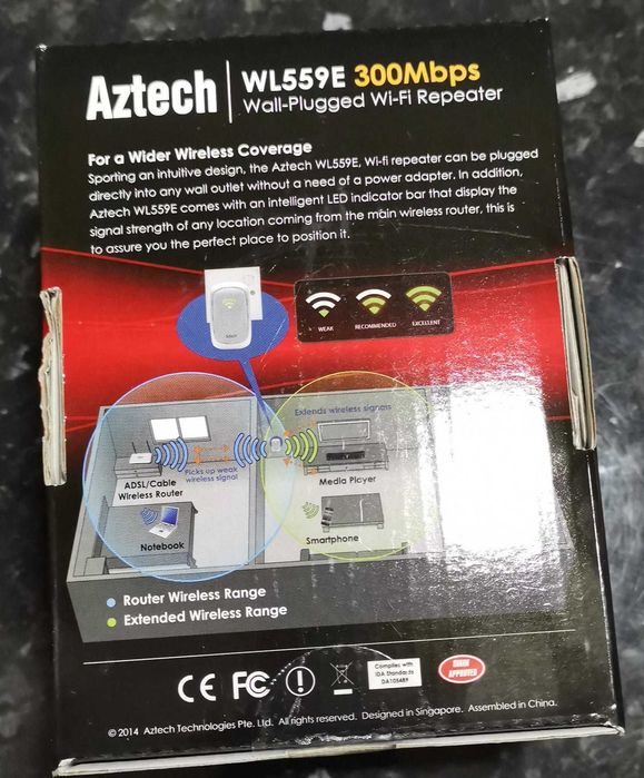 Repetidor WIFI Aztech WL559E 300Mbps