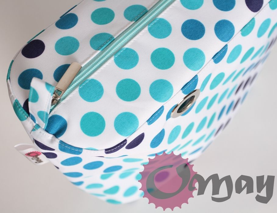 Turkusowy organizer do OBAG MINI grochy niebieskie 2kieszenie VIP OMAY
