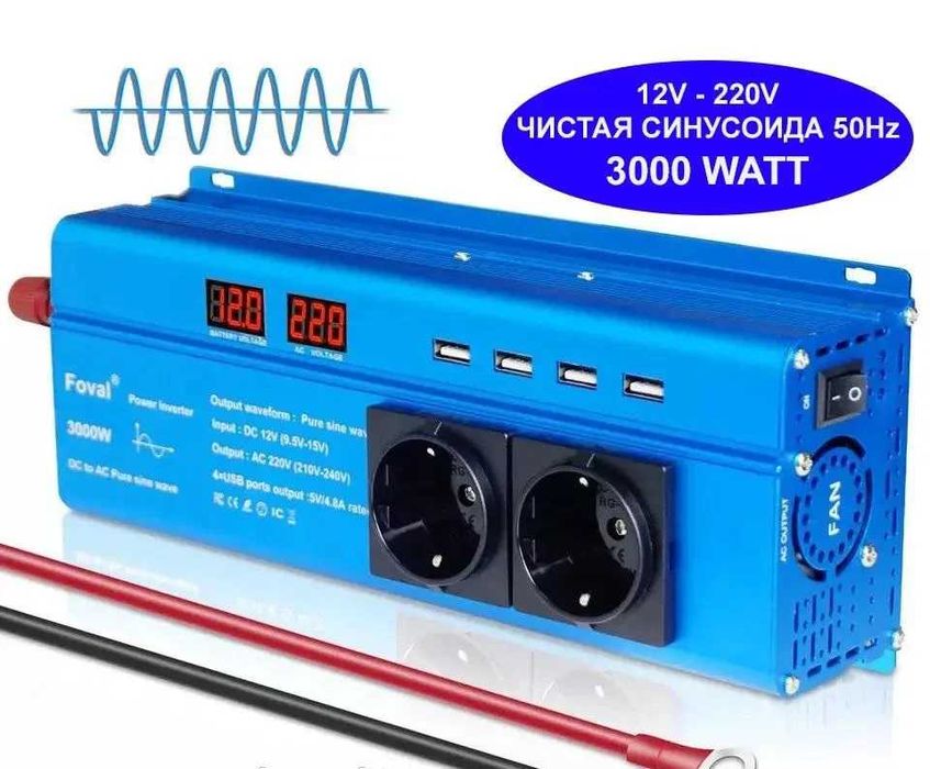 Інвертор перетворювач FOVAL 12-220V 3000 Ват