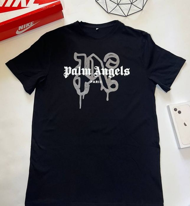Футболка Palm Angels / Футболка Палм Ангелс / Футболка Палм Енджелс / унісекс / футболки /чорна / дешево/ ПАЛМ / PALM ANGELS