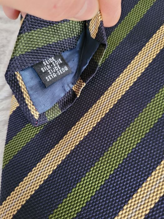 Jedwabny krawat granat, zielony, złoty