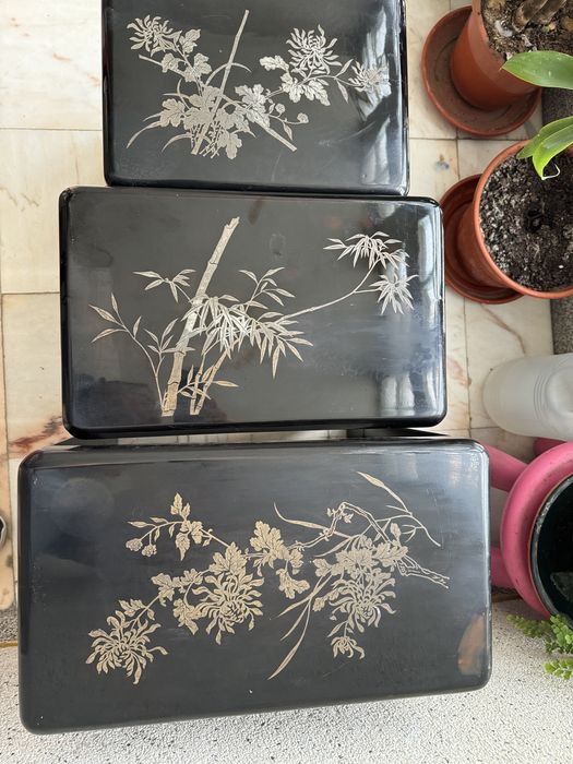 Conjunto 3 mesas laterais de apoio empilhaveis