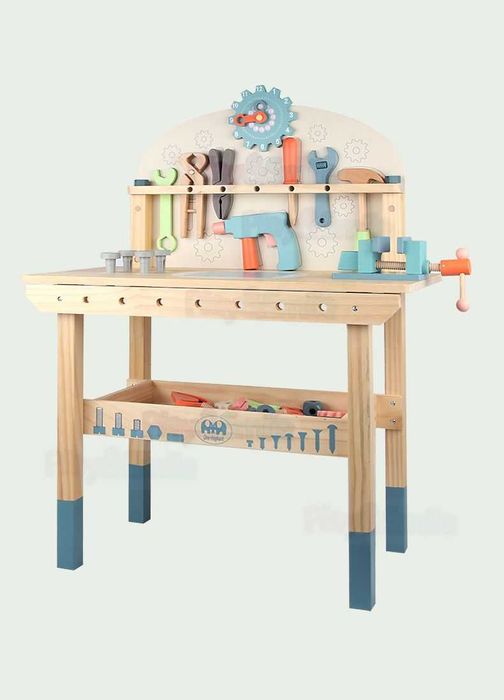 Warsztat stół warsztatowy drewniany narzędzia zestaw majsterkowicza