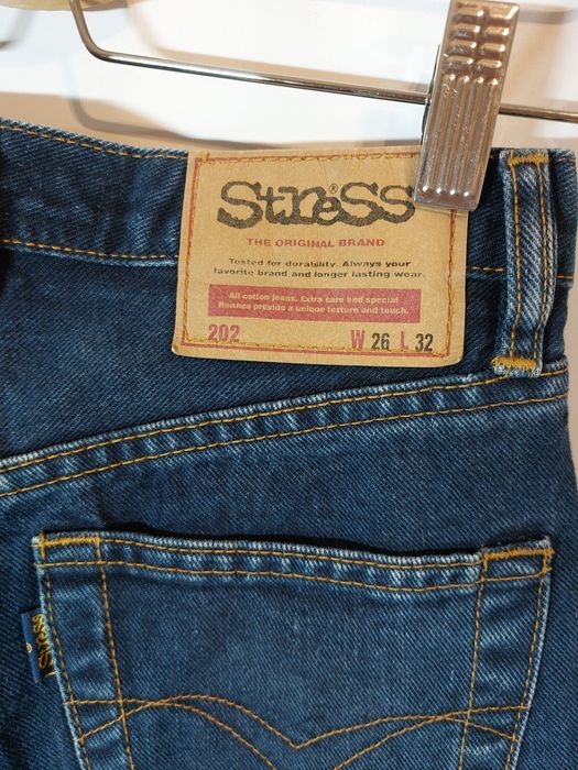 Granatowe jeansy 32/XXS stress jeans straight proste jeansy dżinsy 34