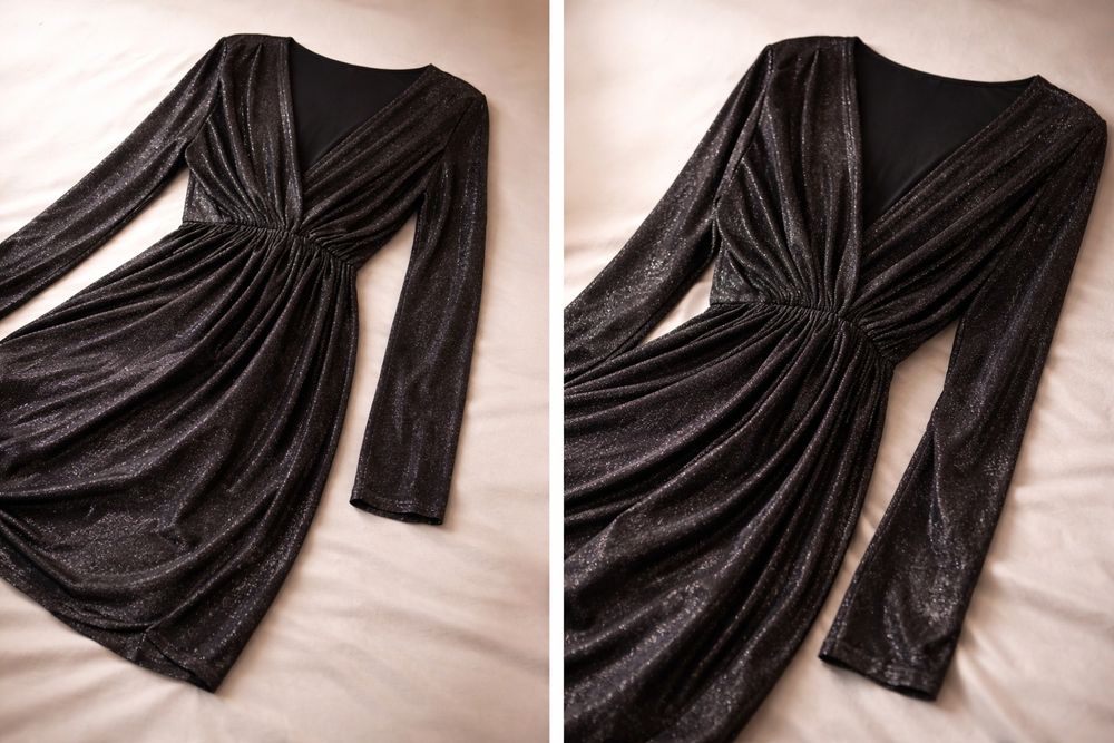 Elegancka czarna sukienka połyskująca