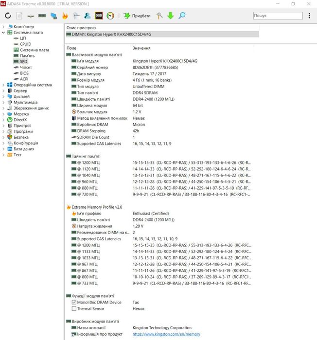 kingston hyperx fury ddr4 2400mhz