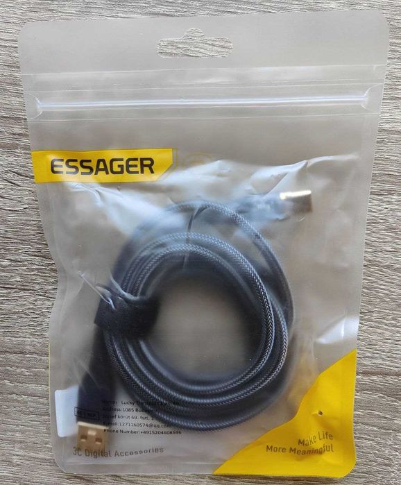 ‼️Кабель Essager USB-Type-C 100W 7A для быстрой зарядки 1метр