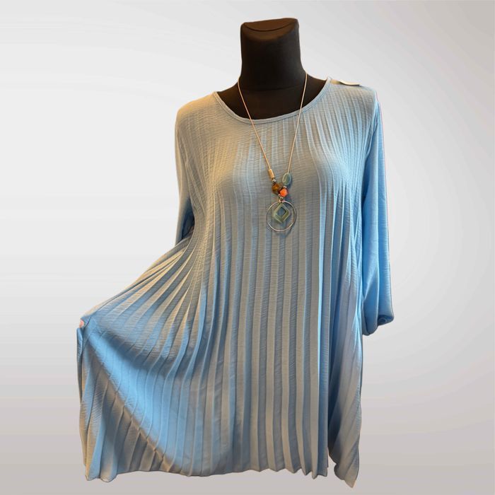 DUŻA! Sukienka Damska Plisowana Błękitny