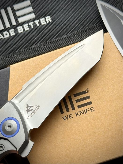 Нож WE Knife Press Check Flipper Elishewitz Titanium Blue G10 CPM-20CV