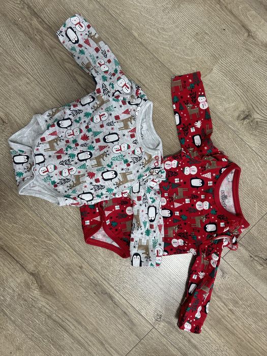 2 szt, Body świąteczne dziewczęce, niemowlęce r 62