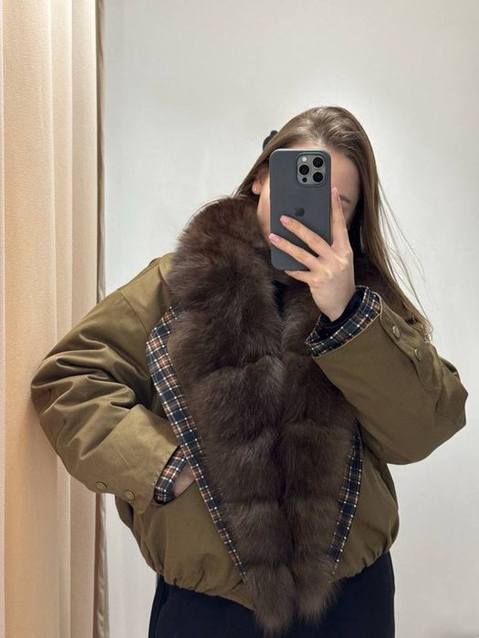 Парка натуральна хакі колір хутро
