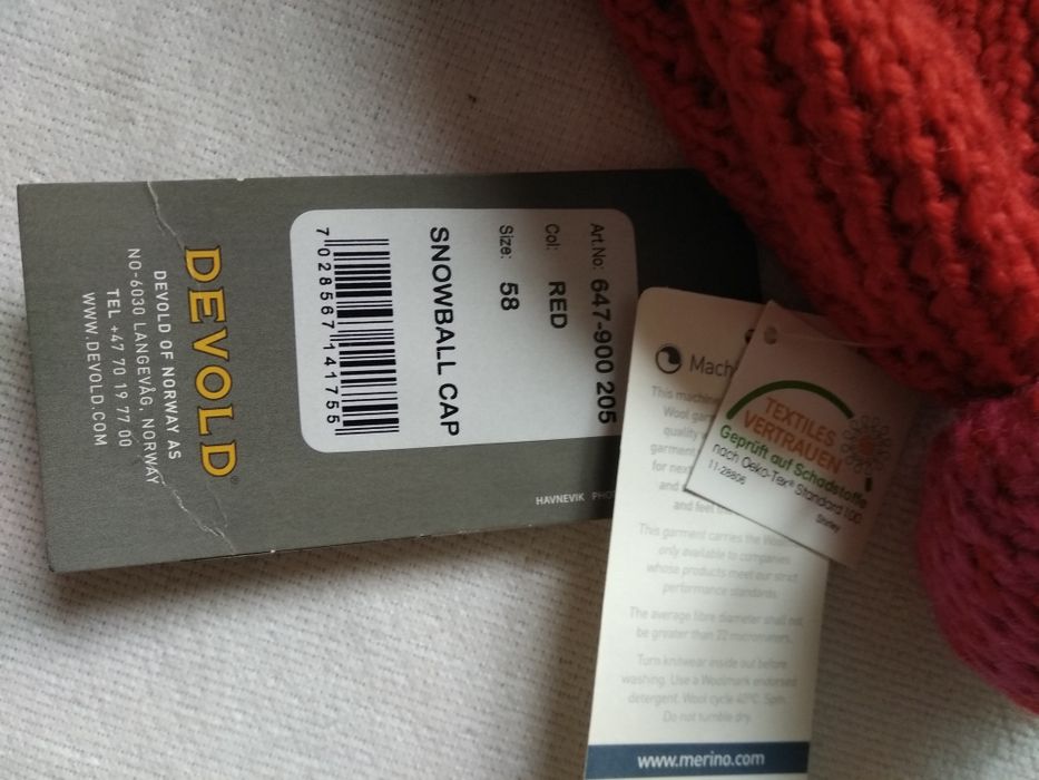 Nowa zimowa czapka 58 cm 100% Virgin wool Merino wool Devold