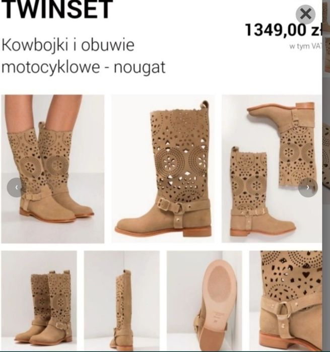 Kozaki na lato Twinset ze skóry naturalnej nowe