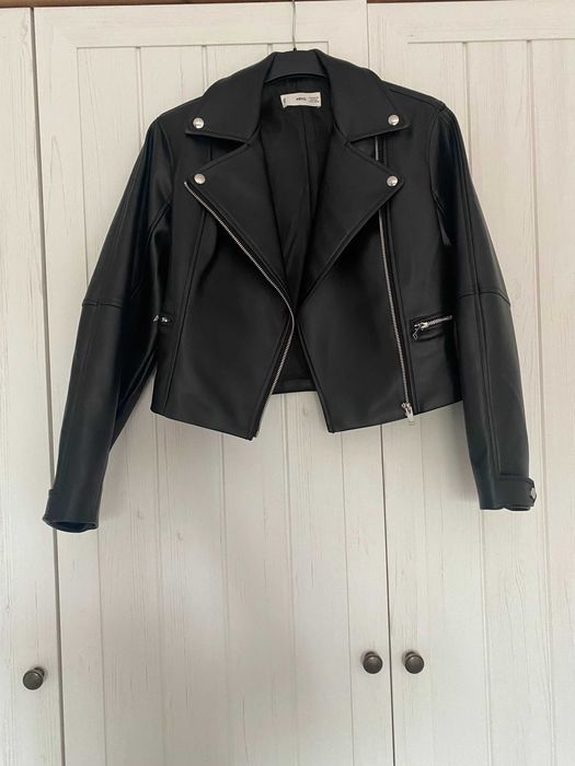 ramoneska kurtka z eko skóry krótka new jacket mango