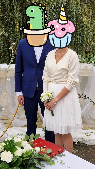 Sukienka ślubna, biała, tiul