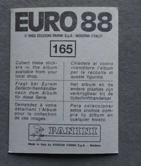 Cromo sticker rookie  #165 Tony Adams Euro 88 Panini 1988