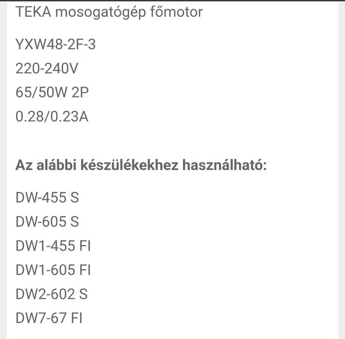 Motor de lavagem para máquina de lavar loiça teka