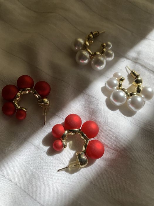 Серьги кольца с жемчугом