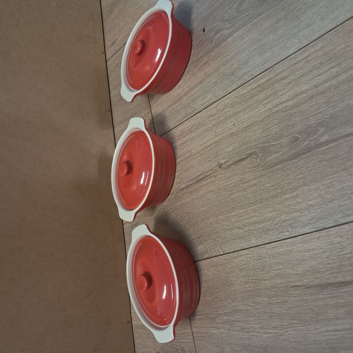 Zestaw 3 ceramicznych garnuszków do wypieranie w stylu Vintage,opis!